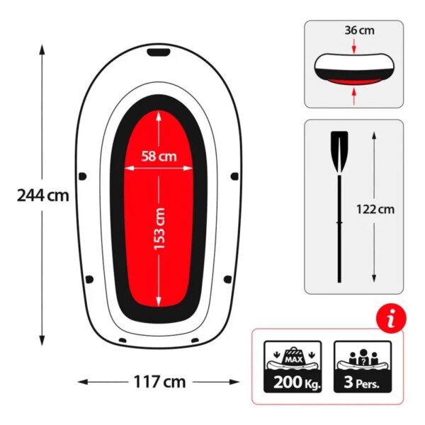 Inflatable Barb INTEX Explorer PRO300 oars + inflator 244x117x36cm - Image 4