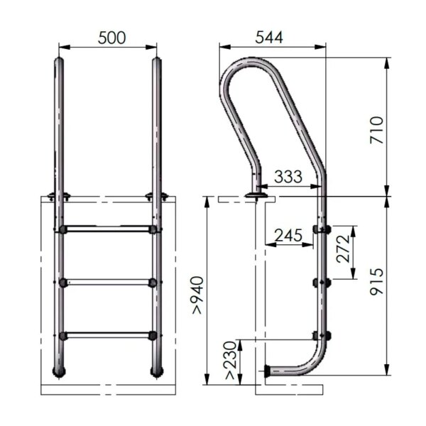 Inox staircase for Gre Wood pool 126674 - Image 3