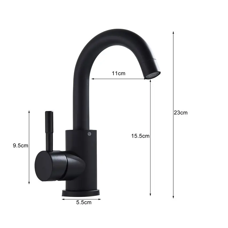 Grifo de lavabo de baño negro de acero inoxidable 304, mezclador de lavado en frío y caliente, rotación de 360, grifos de fregadero de un solo Mango, níquel cepillado