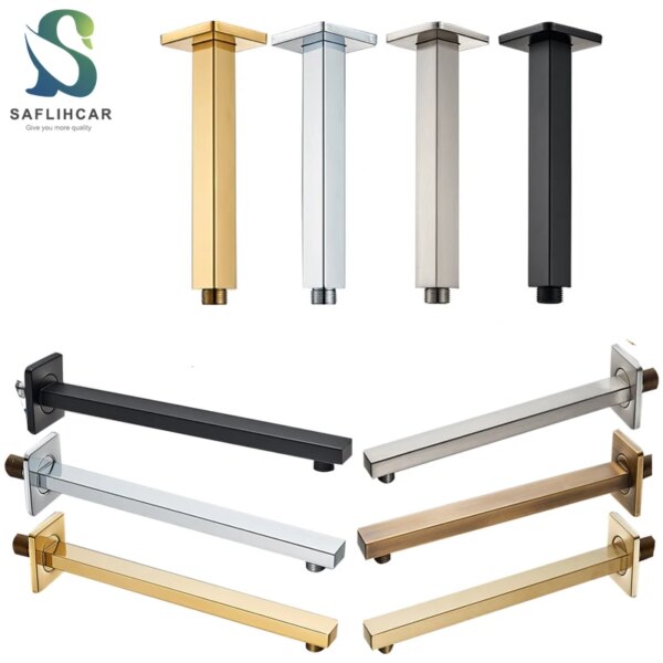 SAFLIHCAR-Brazo de cabezal de ducha de lluvia, tubo de acero inoxidable, rosca G1/2, Hardware de baño, soporte montado en la pared