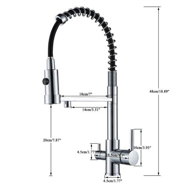 Grifo negro con filtro para fregadero de cocina, purificador de agua con rotación de 360 grados, doble Mango, mezclador de agua fría y caliente, nuevo - Image 6