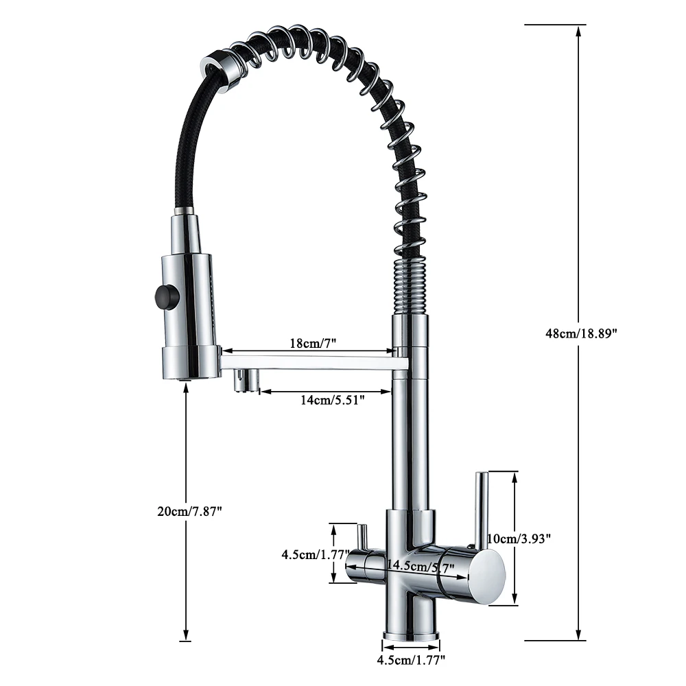 Grifo negro con filtro para fregadero de cocina, purificador de agua con rotación de 360 grados, doble Mango, mezclador de agua fría y caliente, nuevo