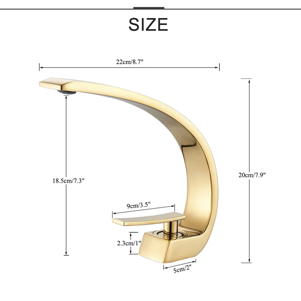 Grifo de tocador de baño pulido dorado, mezclador de agua fría y caliente de un solo mango, grifo de fregadero, grúa de montaje en cubierta